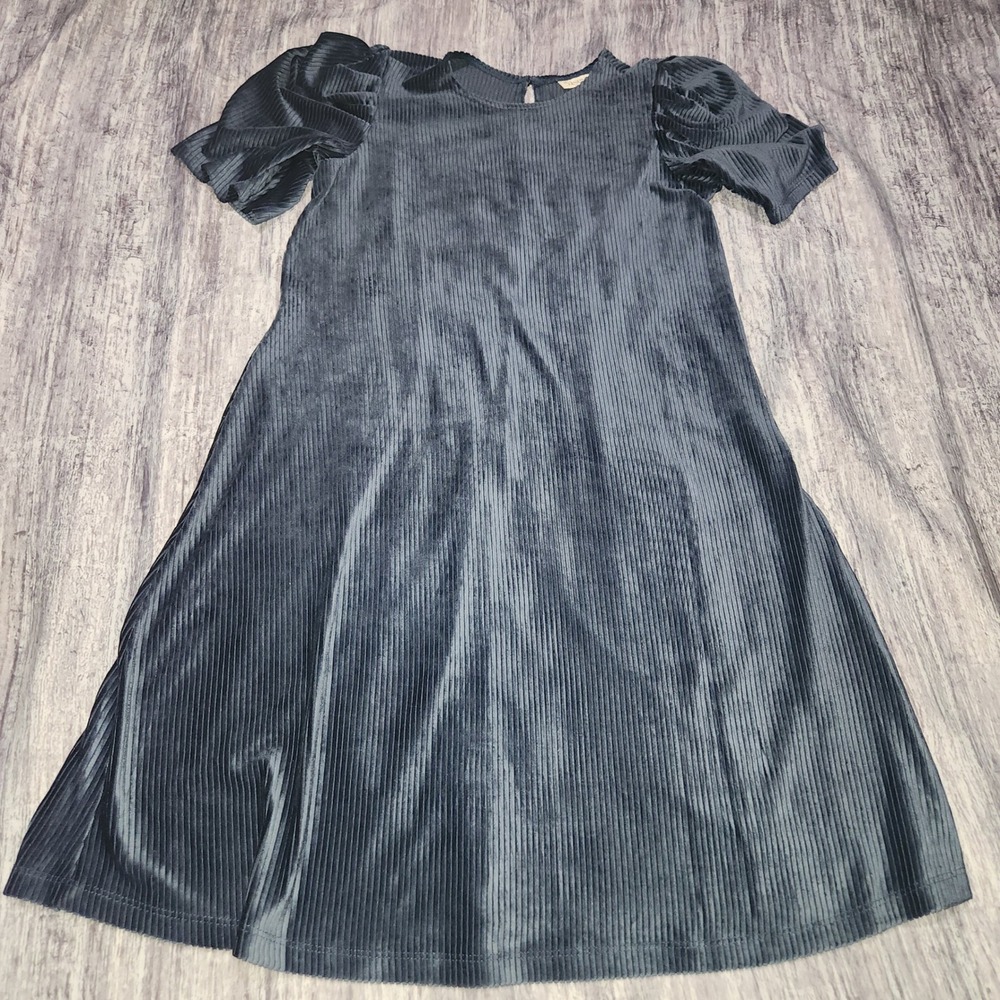 52seven‎ Blue Corduroy Dress Puff Short Sleeve A-Line Casual Cute Women's Small